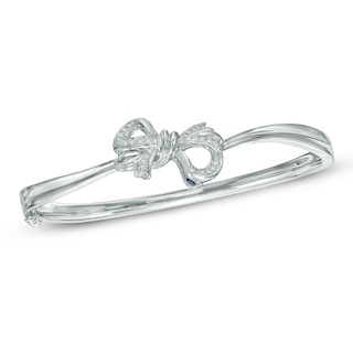 Vera Wang Love Collection 0.12 CT. T.W. Diamond Bow Bangle in Sterling Silver