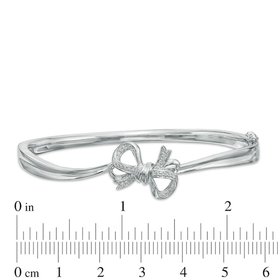 Vera Wang Love Collection 0.12 CT. T.W. Diamond Bow Bangle in Sterling Silver