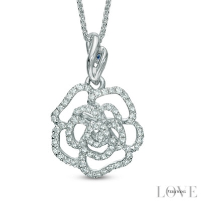 Vera Wang Love Collection CT. T.W. Diamond Rose Pendant in 14K Gold