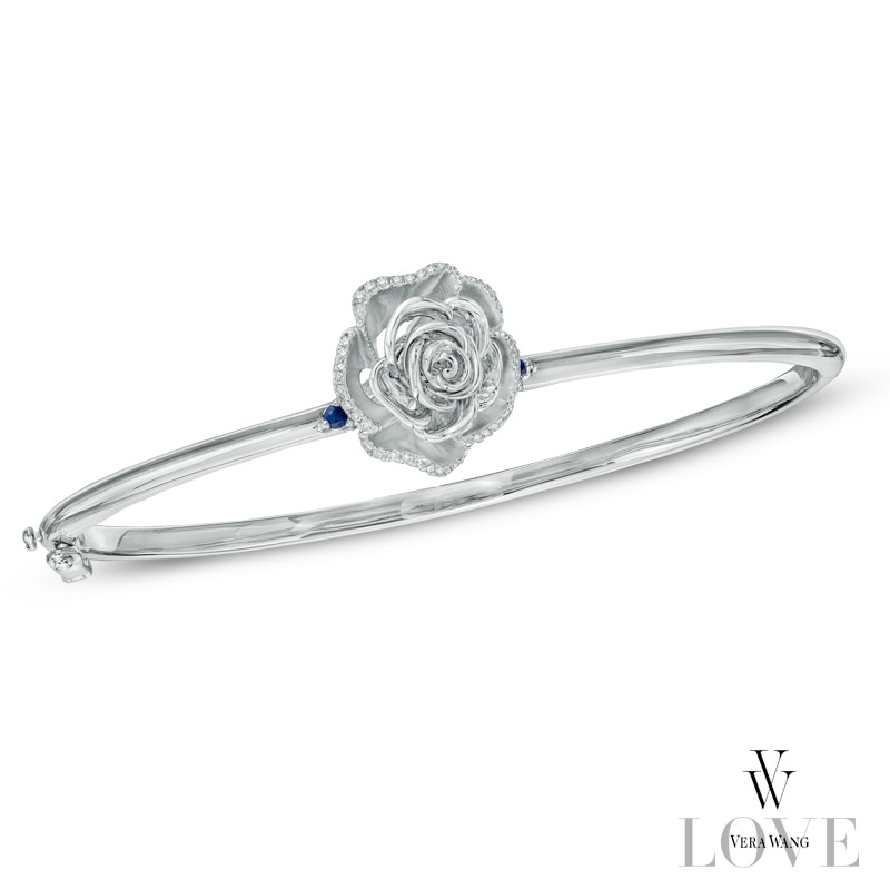 Vera Wang Love Collection 0.12 CT. T.W. Diamond Rose Bangle in Sterling Silver