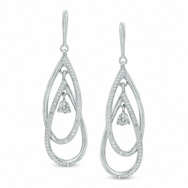 0.25 CT. T.W. Diamond Teardrop Dangle Earrings in Sterling Silver|Peoples Jewellers