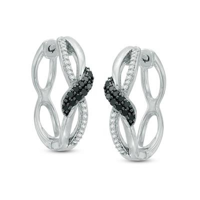 0.25 CT. T.W. Enhanced Black and White Diamond Overlay Twist Earrings in Sterling Silver