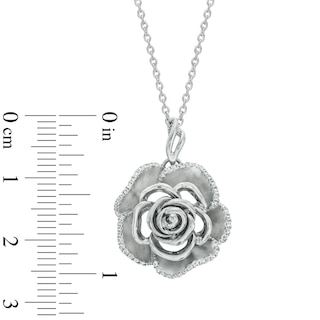 Vera Wang Love Collection 0.18 CT. T.W. Diamond Rose Pendant in Sterling Silver