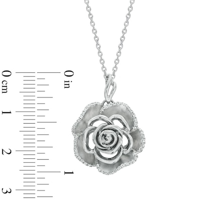 Vera Wang Love Collection 0.18 CT. T.W. Diamond Rose Pendant in Sterling Silver