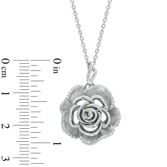 Vera Wang Love Collection 0.18 CT. T.W. Diamond Rose Pendant in Sterling Silver