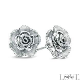 Vera Wang Love Collection 0.19 CT. T.W. Diamond Rose Stud Earrings in Sterling Silver