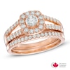 1.00 CT. T.W. Certified Canadian Diamond Frame Bridal Set in 14K Rose Gold (I/I1)