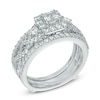 1.25 CT. T.W. Princess-Cut Diamond Frame Twist Shank Bridal Set in 14K White Gold