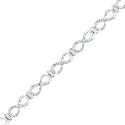 Diamond Accent Infinity Bracelet in Sterling Silver - 7.5"