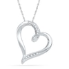 Diamond Accent Tilted Heart Pendant in 10K Gold