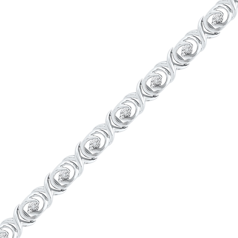 Diamond Accent Spiral Bracelet in Sterling Silver - 7.25"|Peoples Jewellers