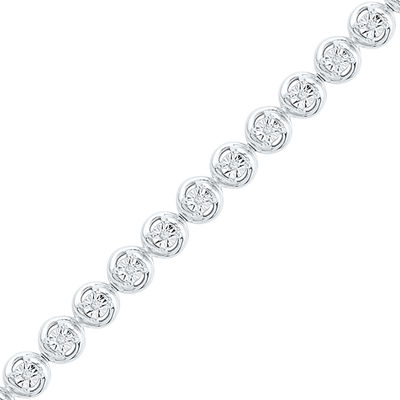 0.16 CT. T.W. Diamond Circle Bracelet in Sterling Silver - 7.25"