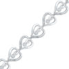 Thumbnail Image 0 of 0.12 CT. T.W. Diamond Heart with Infinity Link Bracelet in Sterling Silver - 7.5"