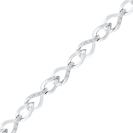 0.10 CT. T.W. Diamond Interlocking Infinity Bracelet in Sterling Silver - 7.5&quot;