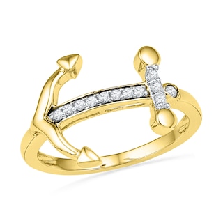 0.10 CT. T.W. Diamond Sideways Anchor Ring in 10K Gold