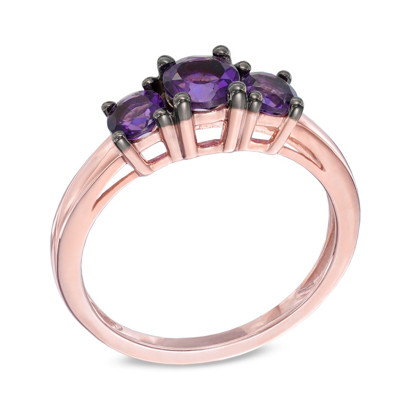 Amethyst Three Stone Ring in 10K Rose Gold|Peoples Jewellers