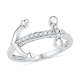 0.10 CT. T.W. Diamond Sideways Anchor Ring in 10K White Gold