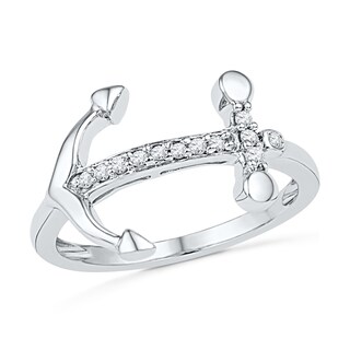 0.10 CT. T.W. Diamond Sideways Anchor Ring in 10K White Gold