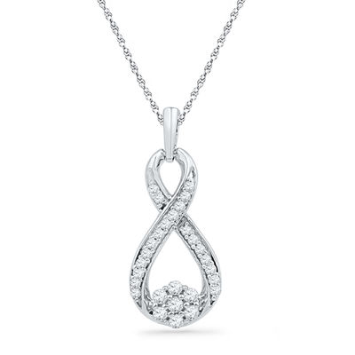 0.25 CT. T.W. Diamond Infinity with Cluster Pendant in 10K Gold