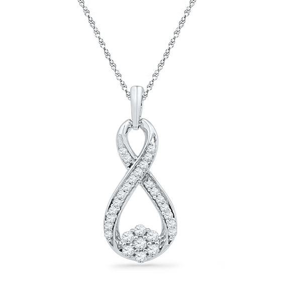 0.25 CT. T.W. Diamond Infinity with Cluster Pendant in 10K Gold