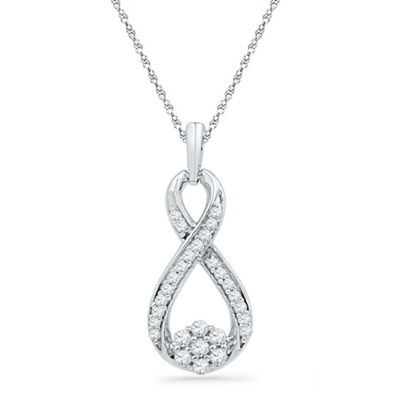 0.25 CT. T.W. Diamond Infinity with Cluster Pendant in 10K Gold|Peoples Jewellers