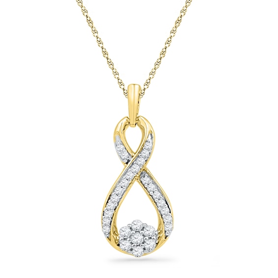 0.25 CT. T.W. Diamond Infinity with Cluster Pendant in 10K Gold