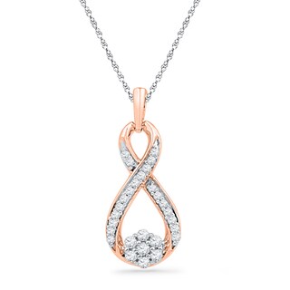 0.25 CT. T.W. Diamond Infinity with Cluster Pendant in 10K Rose Gold