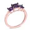 Thumbnail Image 1 of Princess-Cut Amethyst Three Stone Ring in 10K Rose Gold