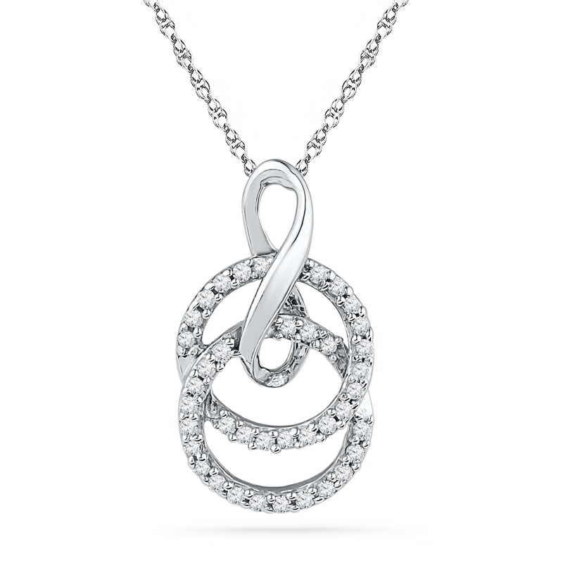 0.20 CT. T.W. Diamond Double Circle with Infinity Pendant in 10K White Gold|Peoples Jewellers