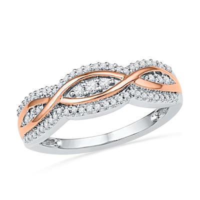 0.25 CT. T.W. Diamond Infinity Ribbon Band in 10K Two-Tone Gold