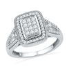 Thumbnail Image 1 of 0.50 CT. T.W. Diamond Rectangular Cluster Frame Ring in 10K White Gold