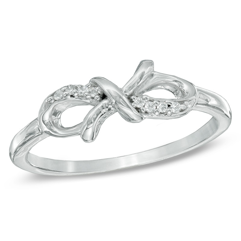 Diamond Accent Infinity Knot Midi Ring in Sterling Silver|Peoples Jewellers