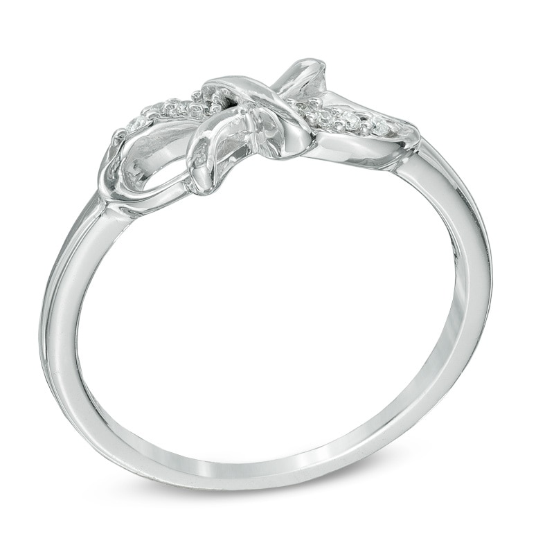 Diamond Accent Infinity Knot Midi Ring in Sterling Silver