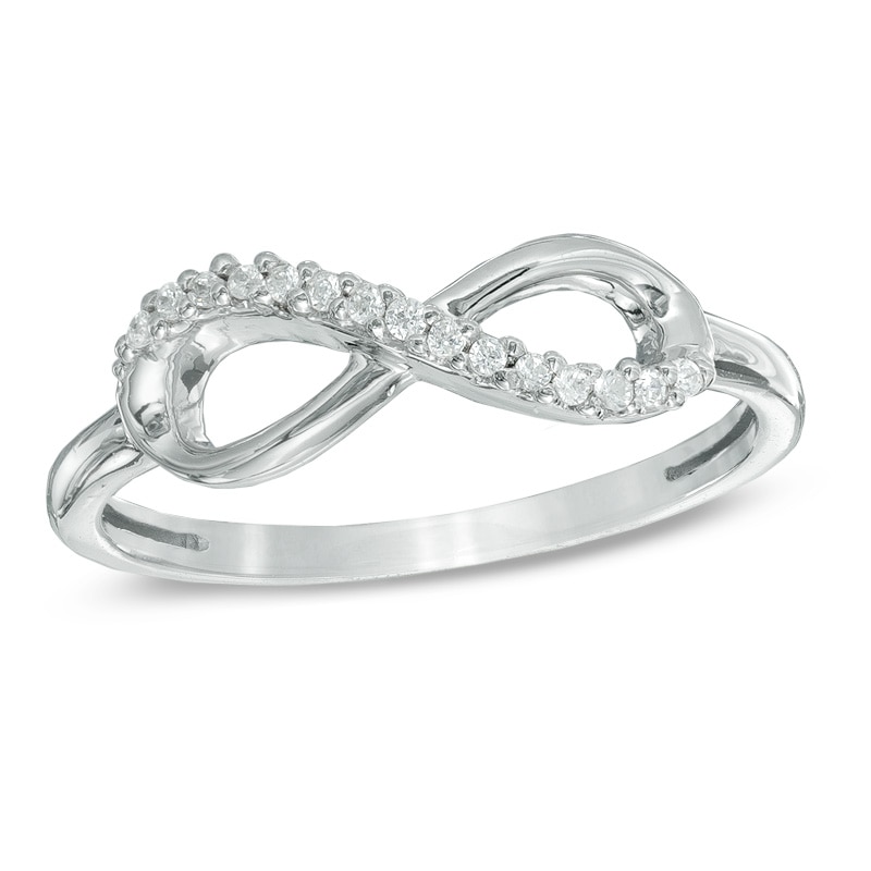 Diamond Accent Sideways Infinity Midi Ring in Sterling Silver|Peoples Jewellers