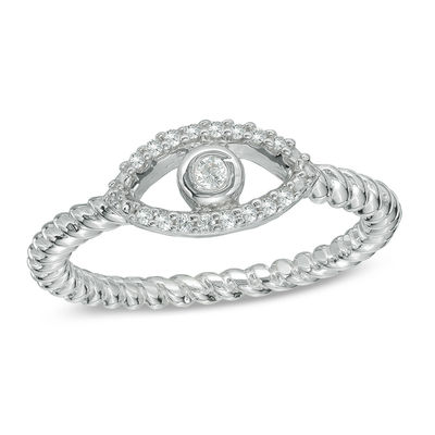 Diamond Accent Evil Eye Midi Ring in Sterling Silver