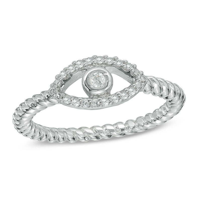 Diamond Accent Evil Eye Midi Ring in Sterling Silver|Peoples Jewellers