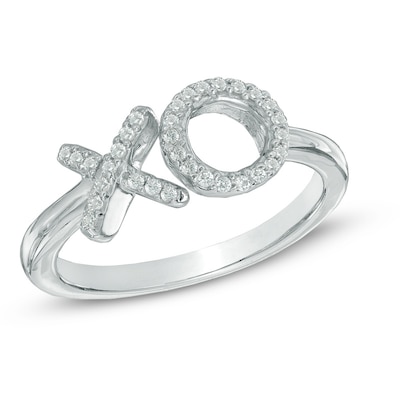 Diamond Accent "XO" Midi Ring in Sterling Silver