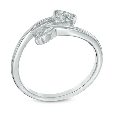 Diamond Accent Arrow Bypass Midi Ring in Sterling Silver