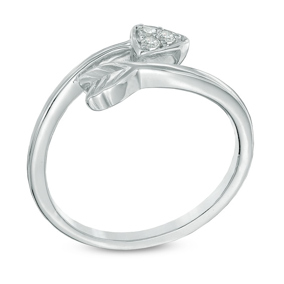 Diamond Accent Arrow Bypass Midi Ring in Sterling Silver