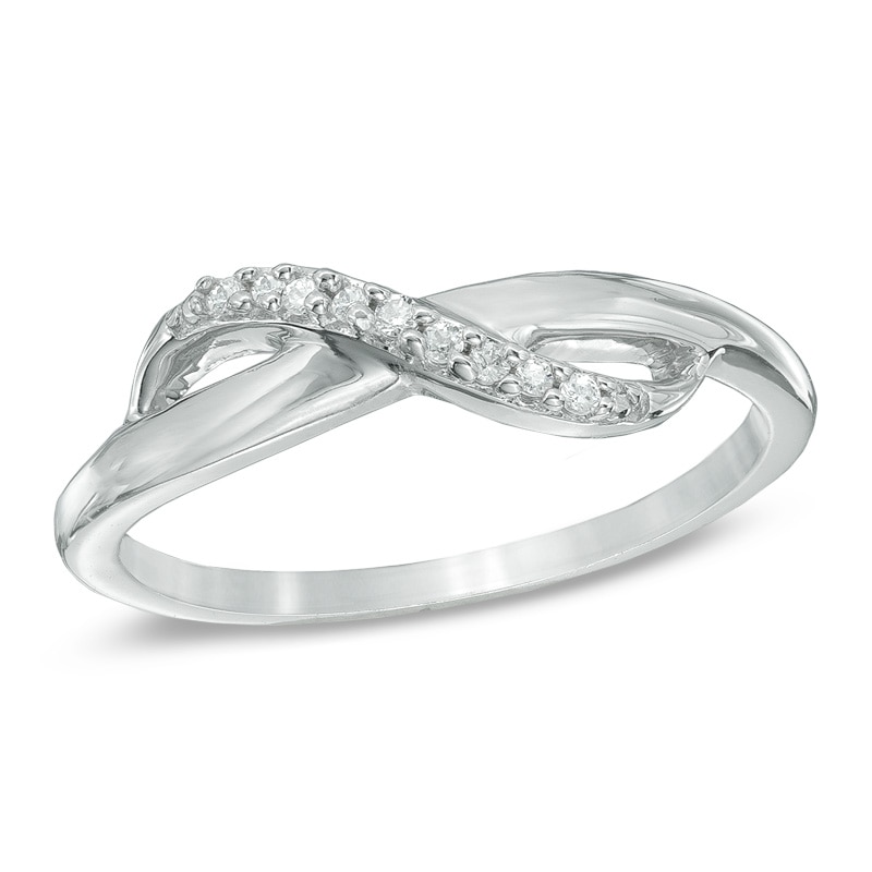 Main Image 1 of Diamond Accent Infinity Midi Ring in Sterling Silver