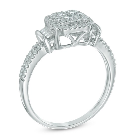 0.50 CT. T.W. Quad Diamond Double Frame Ring in 10K White Gold