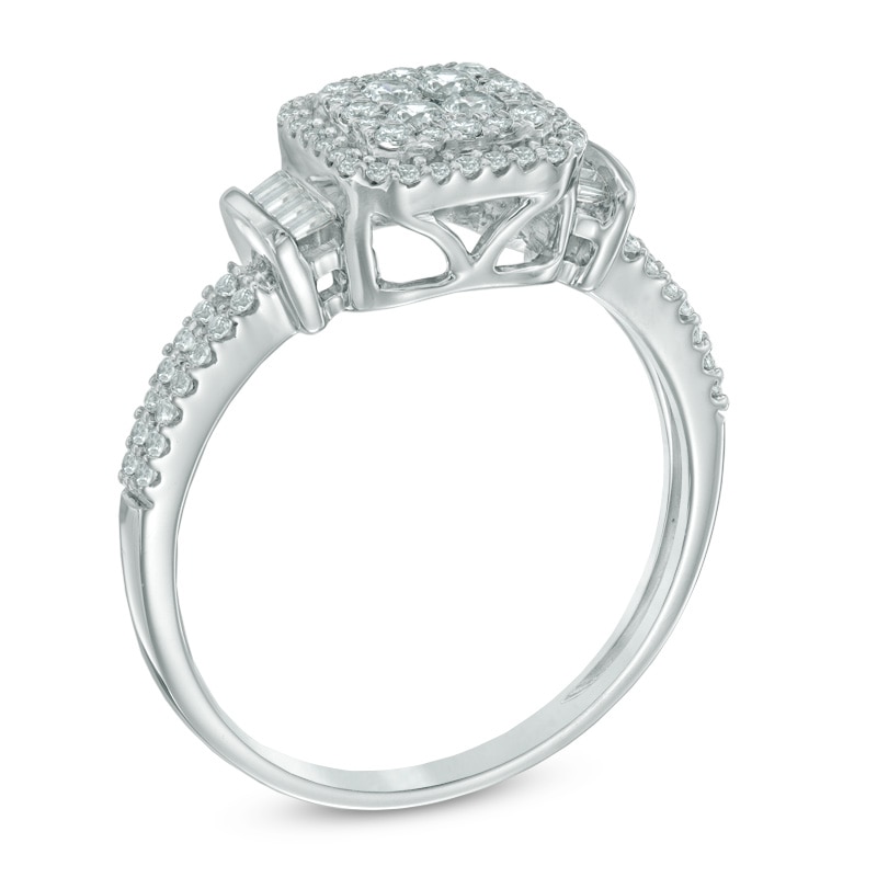 0.50 CT. T.W. Quad Diamond Double Frame Ring in 10K White Gold|Peoples Jewellers