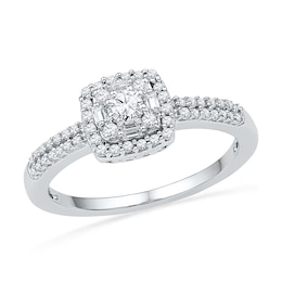 0.33 CT. T.W. Diamond Frame Promise Ring in 10K White Gold