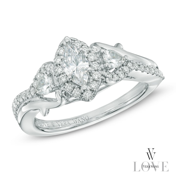 Vera Wang Love Collection 0.70 CT. T.W. Marquise Diamond Three Stone Ring in 14K White Gold