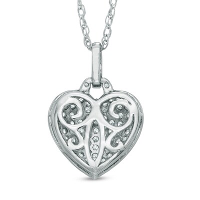 Lab-Created White Sapphire Heart Pendant in Sterling Silver