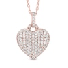 Thumbnail Image 0 of Lab-Created White Sapphire Heart Pendant in Sterling Silver with 14K Rose Gold Plate