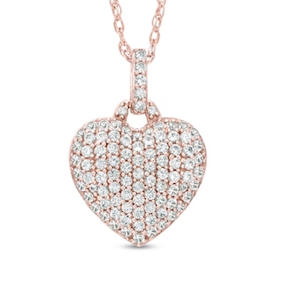 Lab-Created White Sapphire Heart Pendant in Sterling Silver with 14K Rose Gold Plate