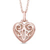 Lab-Created White Sapphire Heart Pendant in Sterling Silver with 14K Rose Gold Plate