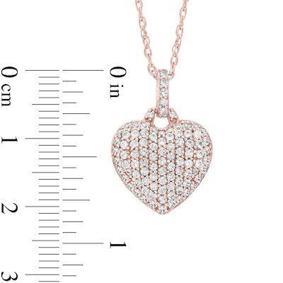 Lab-Created White Sapphire Heart Pendant in Sterling Silver with 14K Rose Gold Plate