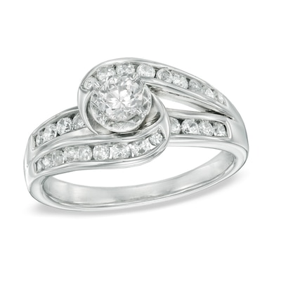 0.75 CT. T.W. Diamond Spiral Engagement Ring in 10K White Gold